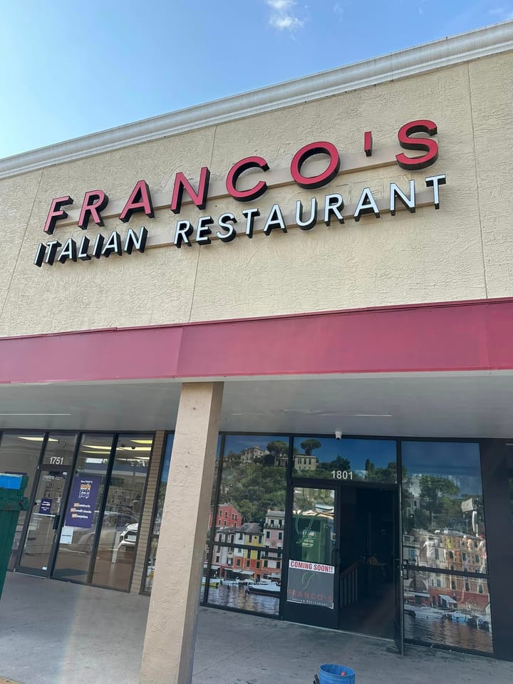 Incoming Ocala Eatery Franco's Italian Restaurant Releases Dinner Menu